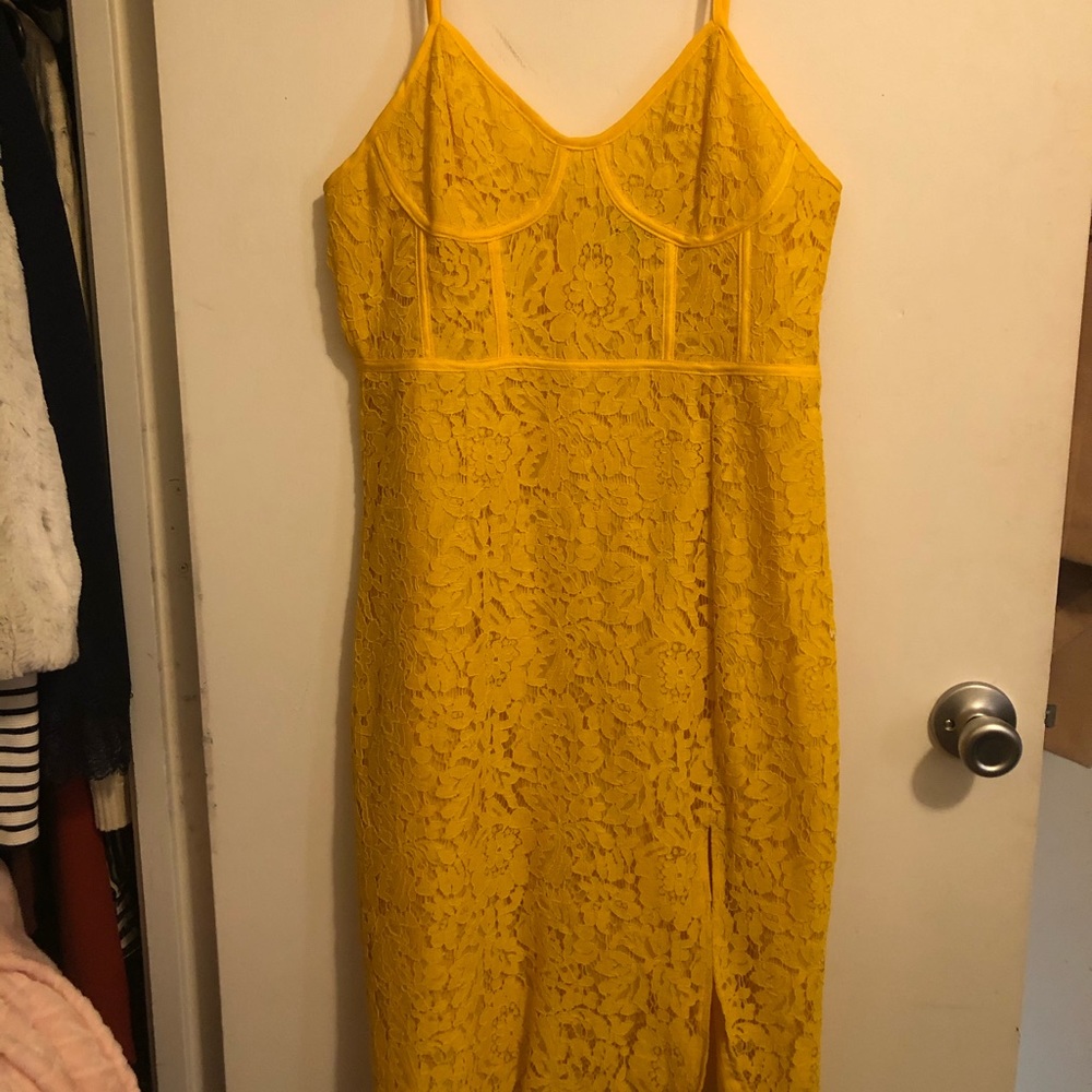 Yellow lace dress from lulus